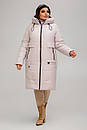Тепле зимове жіноче пальто великий розмір 50 52 56 58 Віра молочний шоколад, фото 7