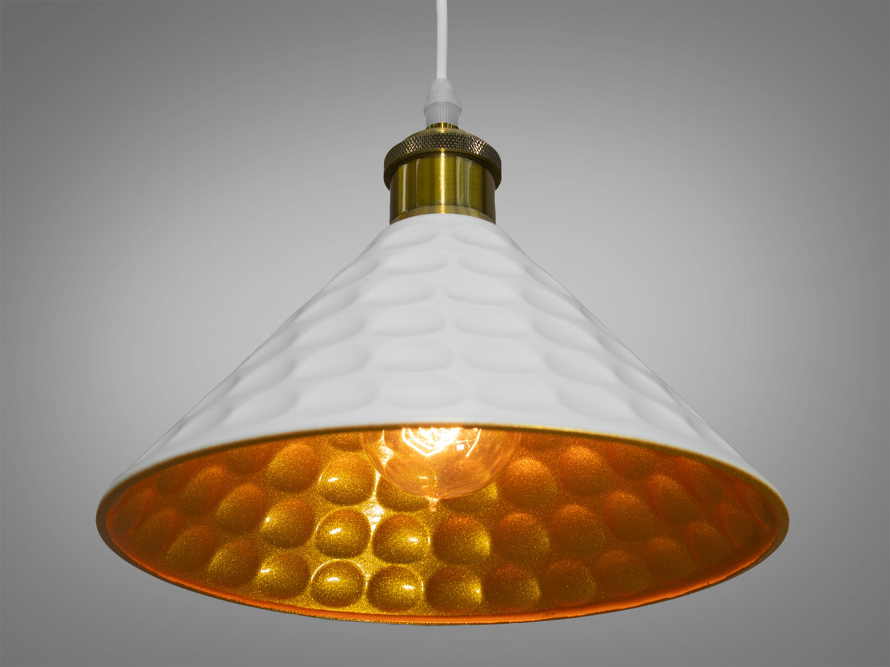 Люстра в стилі скандинавський лофт біла Diasha 7466/1WH+GD, фото 1