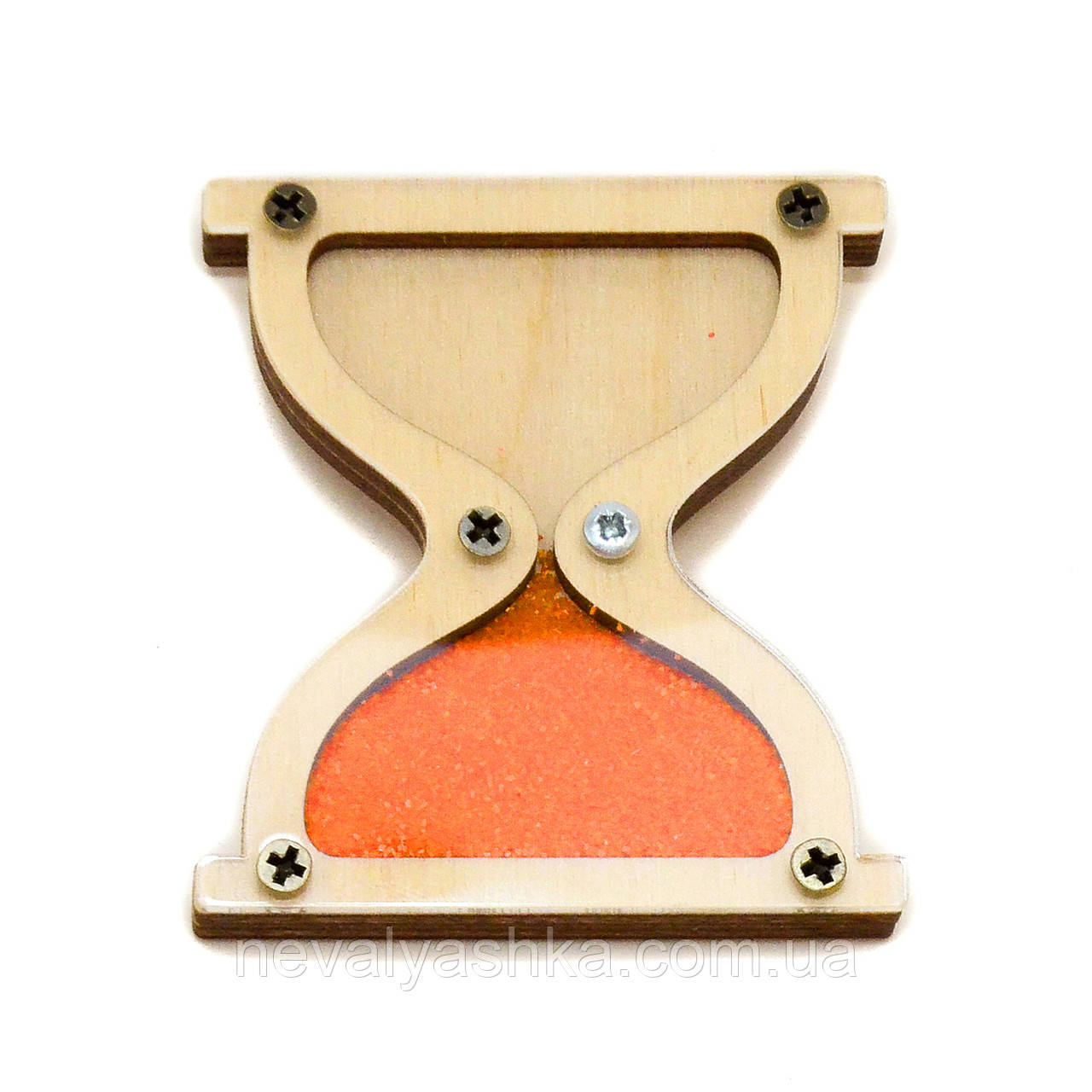 Заготовка Пісочний Годинник 6,5 см Повний Комплект, для Бізіборду та Бізікубіка - Помаранчевий Пісок