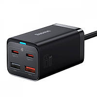 СЗУ Baseus GaN3 Pro 65W (2 Type-C + 2 USB) + Кабель Type-C to Type-C 100W (1m) black