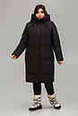 Тепле зимове жіноче стьобане пальто великий розмір 50 52 54 56 58 60 Віра маренго, фото 10