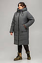 Тепле зимове жіноче стьобане пальто великий розмір 50 52 54 56 58 60 Віра маренго, фото 2