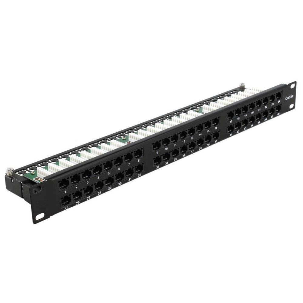 Патч-панель Hypernet 48 портів UTP кат.5е 19" PP-KUTP48-1U з тримачем кабелю, фото 1