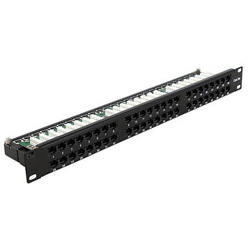 Патч-панель Hypernet 48 портів UTP кат.5е 19" PP-KUTP48-1U з тримачем кабелю