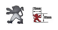 Эмблема решетки радиатора и кузова Peugeot 81ммх75мм чёрная
