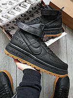 Мужские зимние кроссовки Nike Air Force 1 Hight Gore-Tex (чёрные) высокие модные термо кеды 940TP