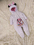 Конверт спальник + комбінезон для новонароджених рожевий з білим, принт Міні, фото 5