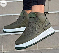 Мужские зимние кроссовки Nike Air Force 1 Hight Gore-Tex (хаки) высокие стильные термо кеды 941TP