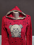 Тепла піжама з капюшоном для дівчинки підліток Туреччина на 7-8 років червона, фото 2