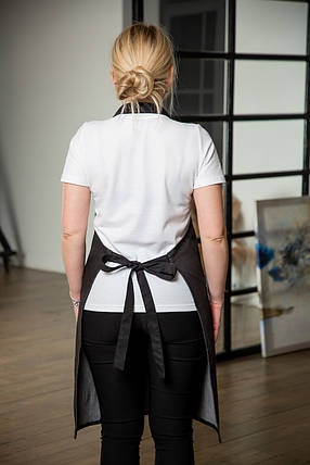 Фартух джинсовий чорний із нагрудником і кишенями для офіціанта Atteks — 00123, фото 2