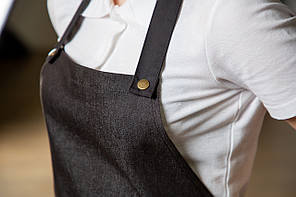 Фартух джинсовий чорний із нагрудником і кишенями для офіціанта Atteks — 00123, фото 3