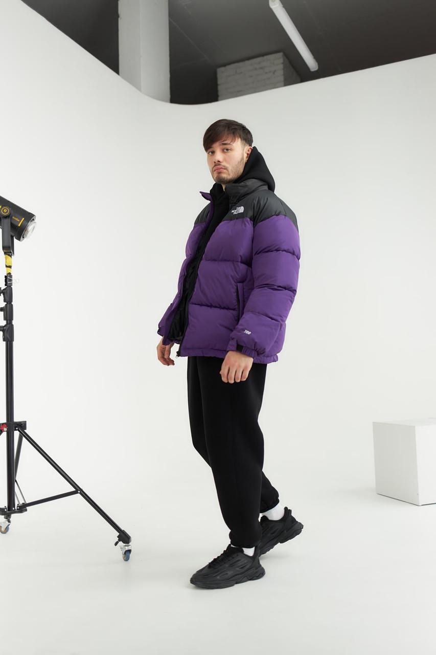 Пуховик The North Face зимовий чоловічий чорний з фіолетовим розмір S, M, L M, фото 1