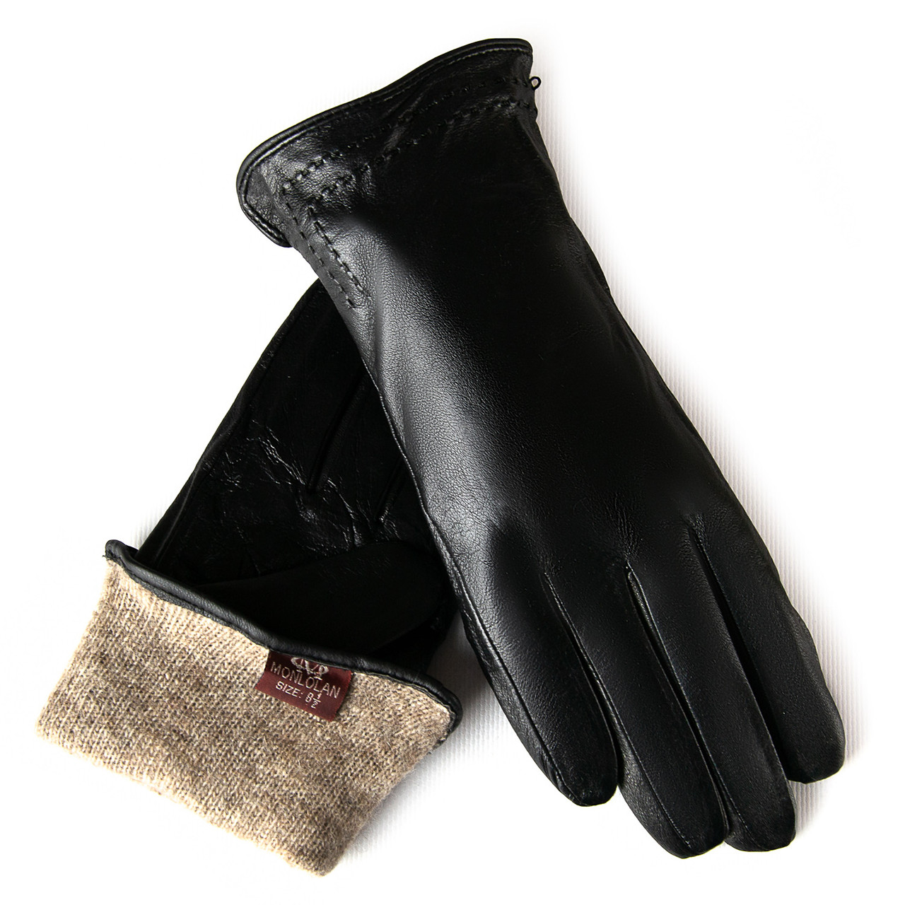 PODIUM Рукавичка Жіноча шкіра F1-5304 black вовна