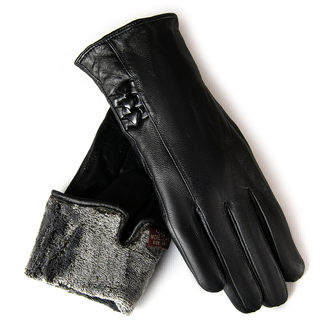 PODIUM Рукавичка Жіноча шкіра F2-5299 black махра