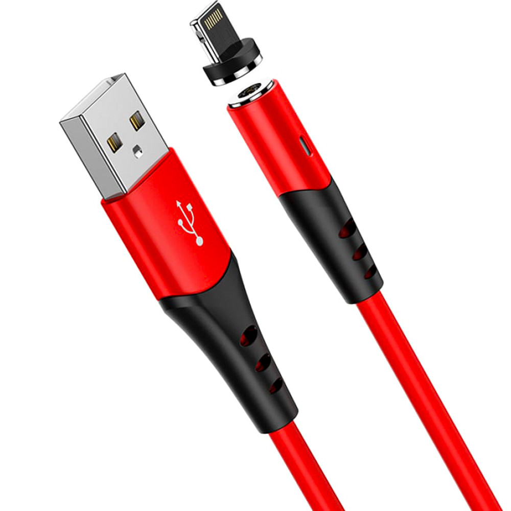 Data-кабель Hoco X60 Magnetic Charging Cable Lightninig 2A 1m, Red, фото 1