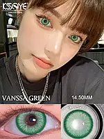 Цветные линзы для глаз зелёные Vanessa Green + контейнер для хранения в подарок