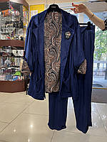 Костюм синий женский велюровый прогулочный с пиджаком