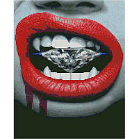 Алмазная мозаика Бриллиант и красные губы Strateg 40х50 см L-117