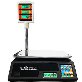 Торгові ваги Grunhelm GSC‑050 до 50 кг платформа 230×330 мм ЖК-дисплей живлення мережа/акумулятор