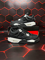 Кросівки Nike Air Jordan 4 Retro "Black White" 44 розмір (Топ якість) Осінь, Чоловічі Кросівки, Мужская обувь