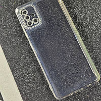 Прозрачный силиконовый чехол с блестками защитой камеры на Samsung Galaxy A51 накладка на телефон самсунг А51