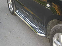 Боковые пороги на Hyundai Santa Fe с листом нержавейка