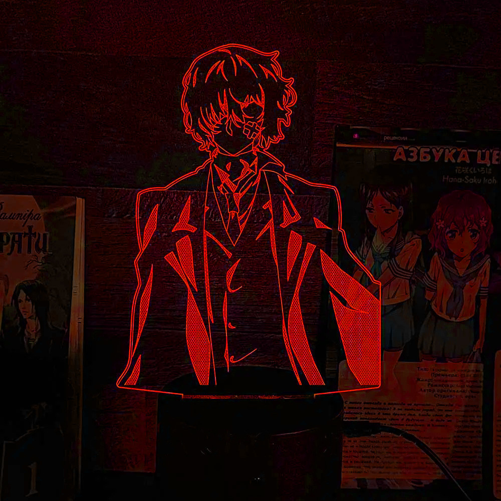 Акриловий світильник-нічник Осаму Дазай 3 червоний tty-n002321