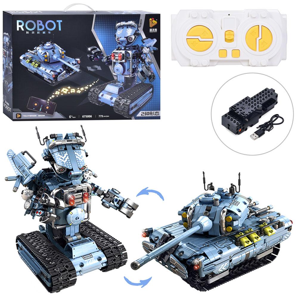Конструктор 675006 радіокер., 2в1 (танк, робот), 779 дит., акум., USB, кор., 50-36-8 см., фото 1