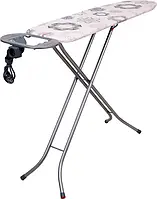 Прасувальна дошка цільнометалева 110*30см з розеткою та регульованою висотою (75-90см)