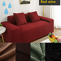 Чехол на диван водонепроницаемый трехместный стильный натяжной, готовые чехлы на диваны без юбки Бордовый