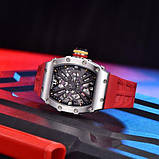 Чоловічий кварцовий водонепроникний (100м) годинник з нержавіючої сталі Pagani Design PD-1738 Silver-Red, фото 4