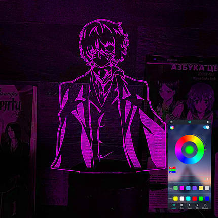 Акриловий світильник-нічник керування з телефона Осаму Дазай 3 tty-n002325, фото 1
