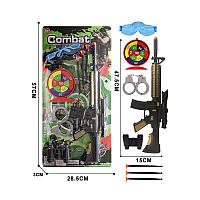 Игрушечное Оружие арт. 620-32 (96шт/2) автомат, наручники, мишень, 3 снаряда на присоске, планш. 57*3*28,5см
