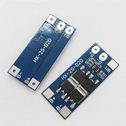 BMS контролер заряду-розряду для 2 Li-Ion акумуляторів 18650 HX-2S-D20 13/20A 7.4V, фото 1