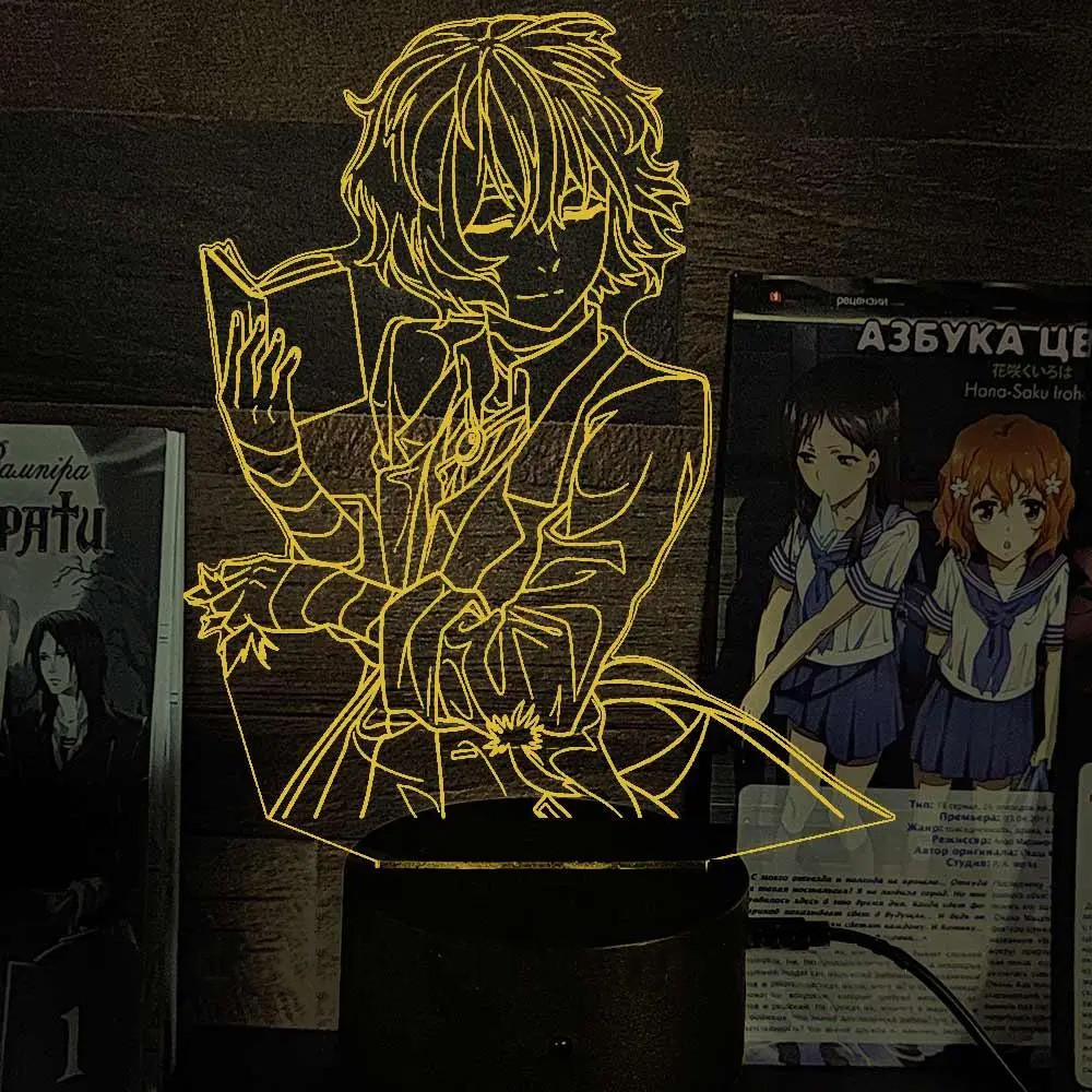 Акриловий світильник-нічник Осаму Дазай 2 жовтий tty-n002315