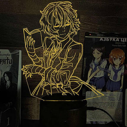 Акриловий світильник-нічник Осаму Дазай 2 жовтий tty-n002315, фото 1