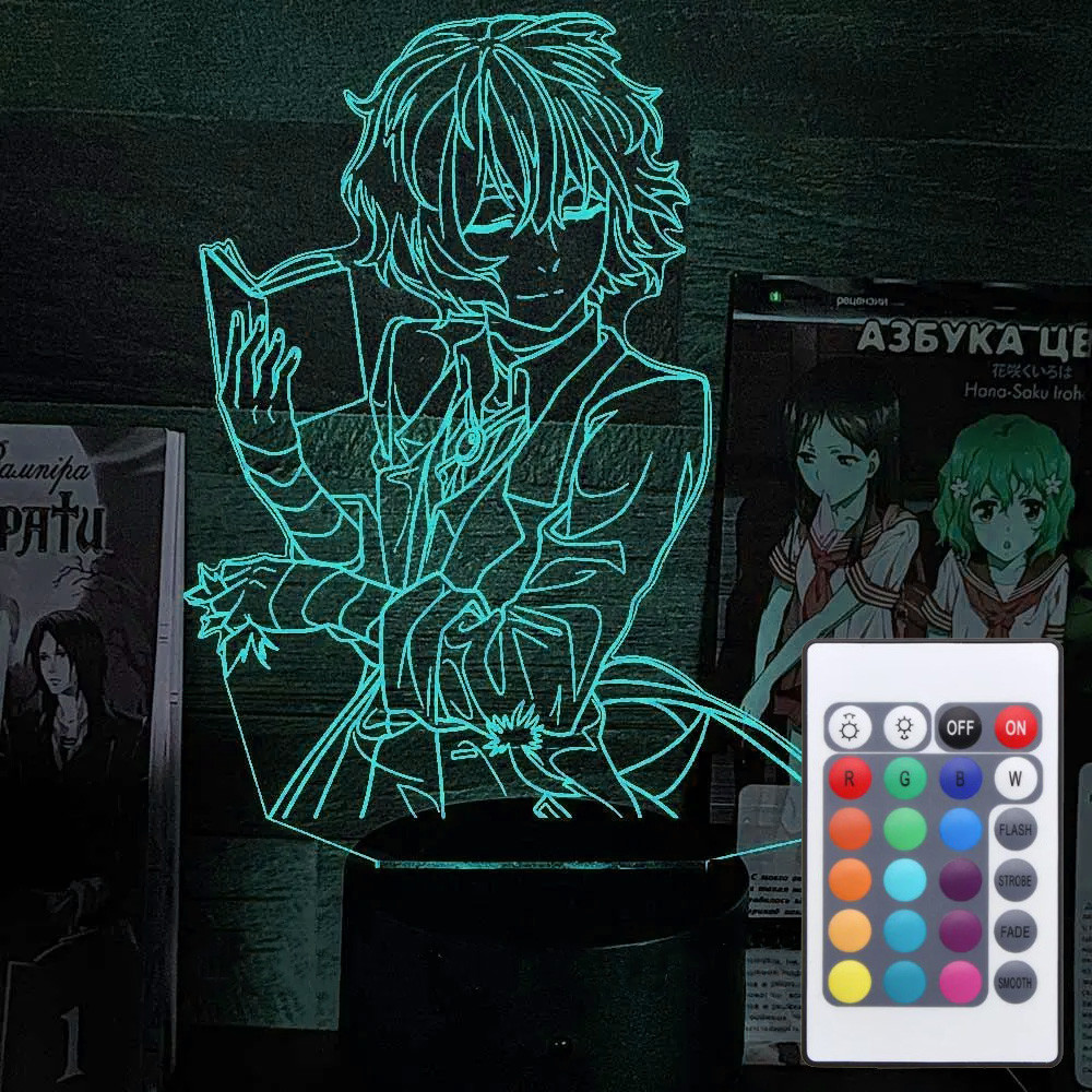 Акриловий світильник-нічник з пультом 16 кольорів Осаму Дазай 2 tty-n002317