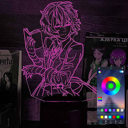 Акриловий світильник-нічник керування з телефона Осаму Дазай 2 tty-n002318, фото 1