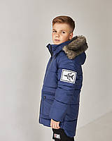 Куртка евро зима для мальчиков синяя на 9 лет 134 см