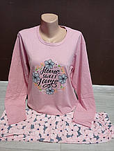 Піжама жіноча  Туреччина батал 50-54 розміри 100% бавовна кофта та штани рожева