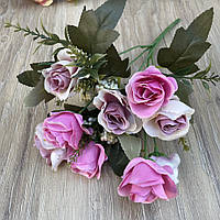 Искусственные цветы букет роза 30 см с ягодой лилово пудровый