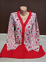 Тепла піжама жіноча з мікроначісом Туреччина  44-48 розміри реглан та штани байка червона і малина