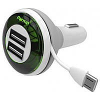 АЗУ Parmp (DCDU-06CB) 4 in 1 Car Charger (2 USB)( 4 A) Green