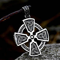 Кулон большой Кельтский крест равносторонний в светлом (сталь)