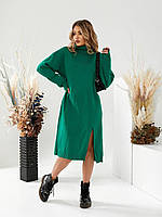 Женское теплое платье-туника гольф спортивного стиля вязка шерсть Турция Арт. 190А730 Зелёный