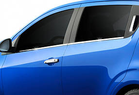 Chevrolet Aveo 2012+ Sedan Нижні молдинги скел Carmos AUC Хром молдинг Шевроле Авео T300
