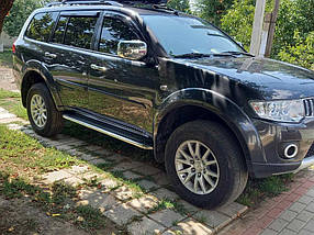 Mitsubishi L200 2006-2015 рр. Бічні пороги Maydos V2 (2 шт., алюміній  ⁇  неірж) AUC Бічні пороги Міцубісі Л