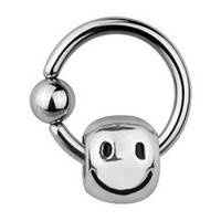 Хард (кольцо) с шариком Piercing медицинская сталь со смайлом протянутым в кольцо 1,6x12x5 TBCR10 (PR) 10-4338