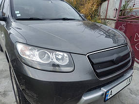 Hyundai SantaFe 2005-2010 Зимова решітка радіатора глянсова (верхня) AUC Зимові заглушки Хюндай Санта Фе 2