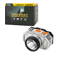 Фонарик налобный + зарядный кабель (4 режима)